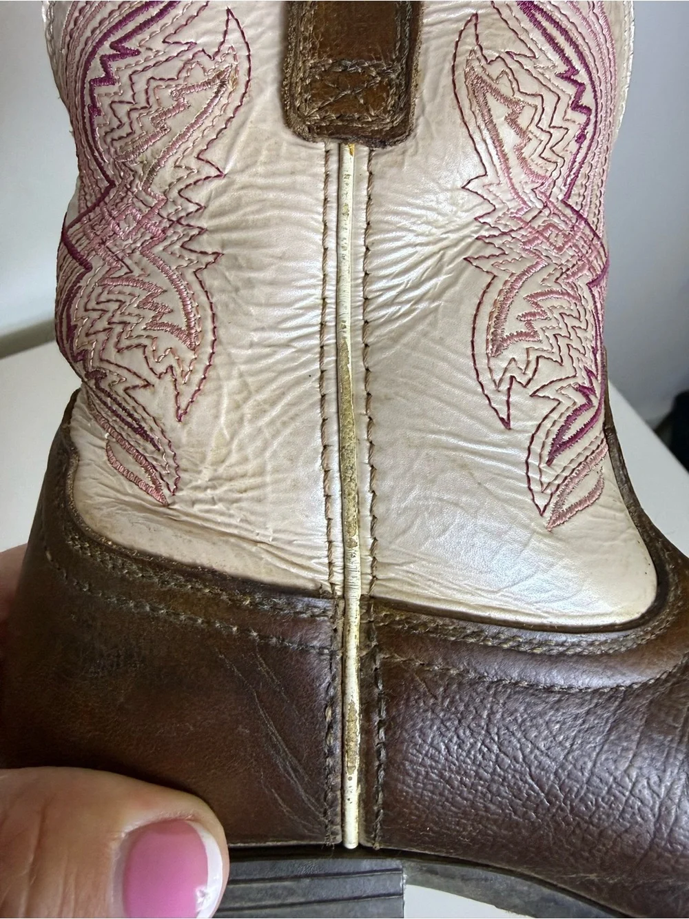 Ariat Kids Fatbaby Brown Leather Western Cowboy Boots Square Toe Cream Shaft